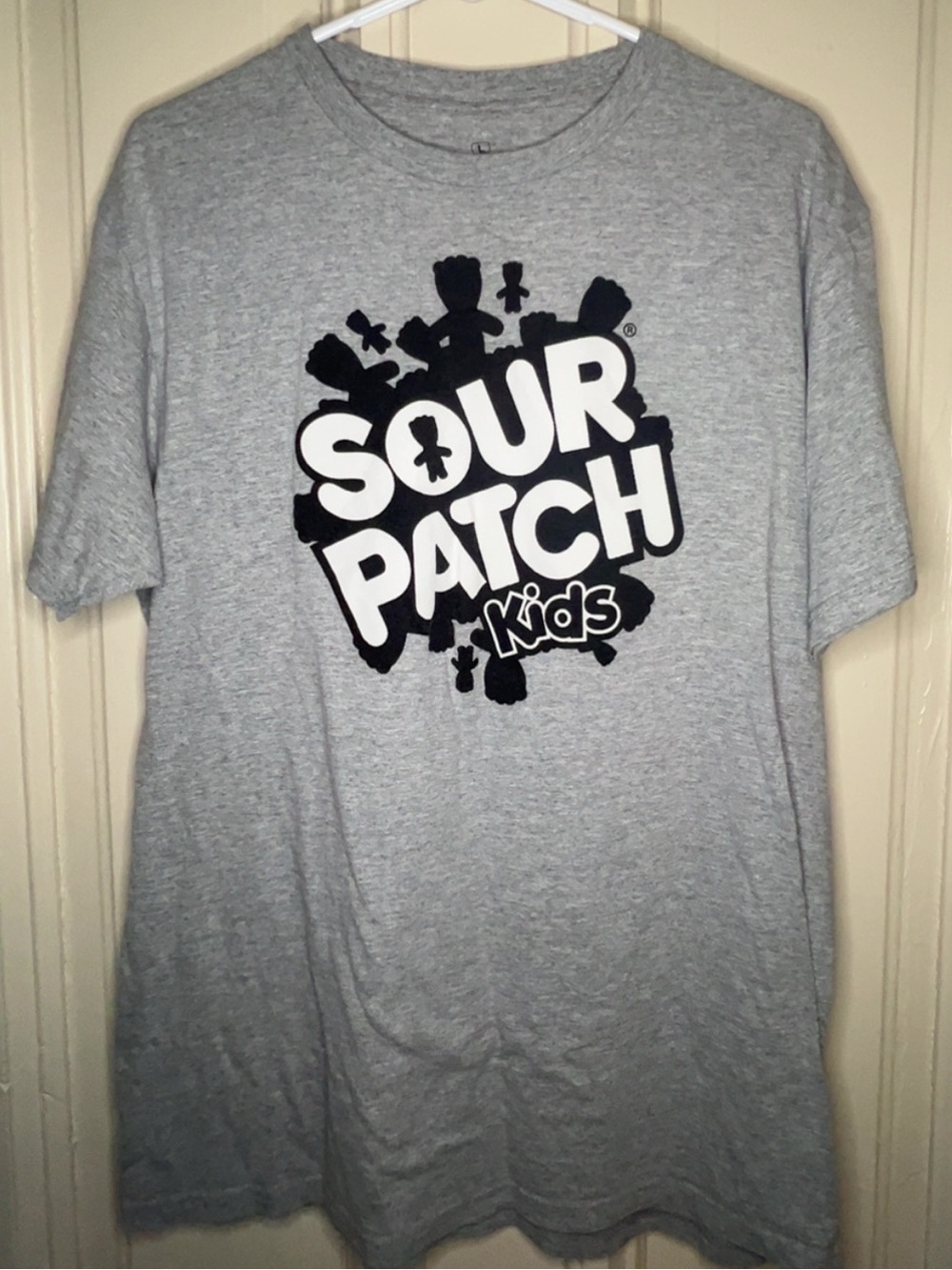 Ripple Junction Heather Gray Mens Tee with Black & White Sour Patch Kids Graphic
